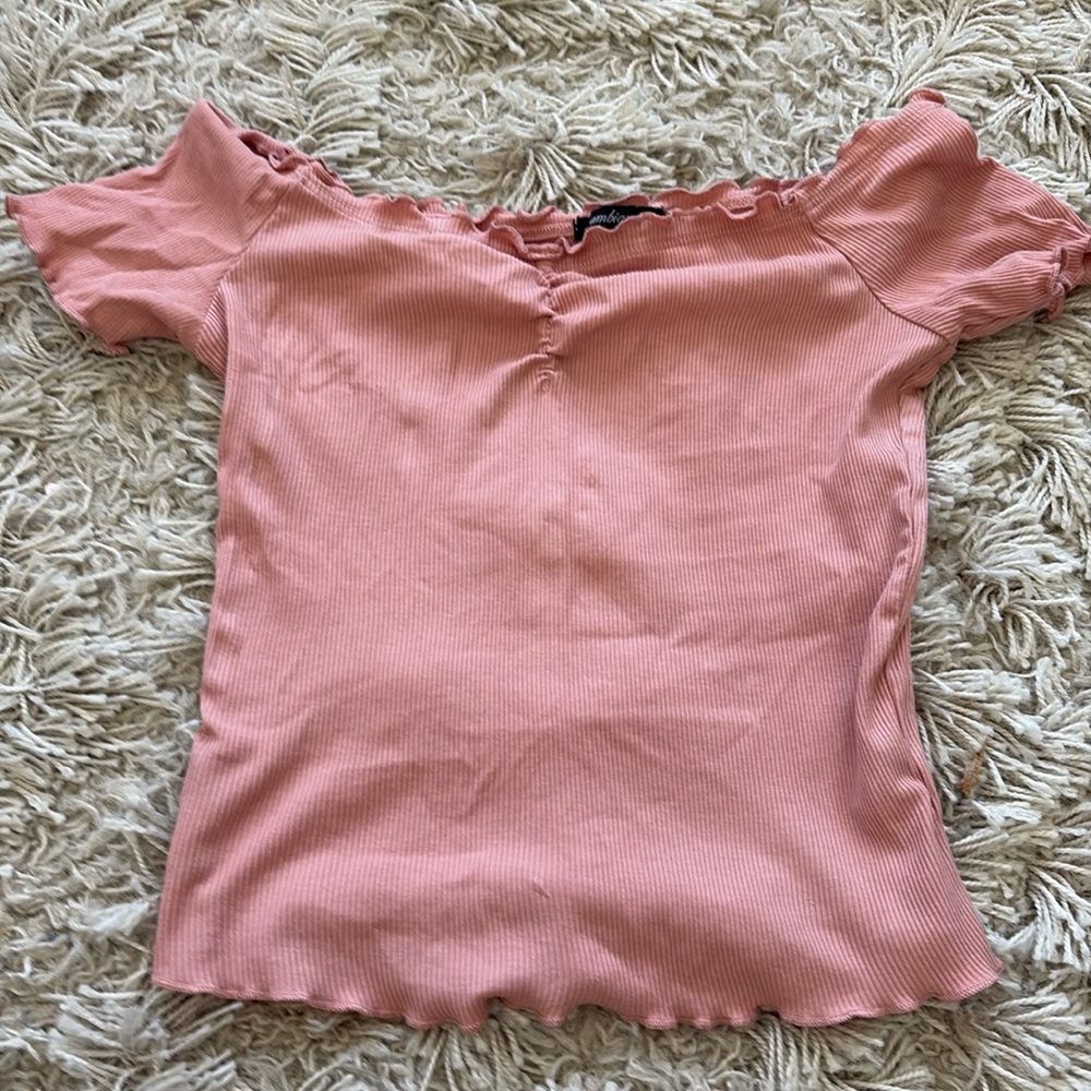 Ambiance Pink off the shoulder crop top size small